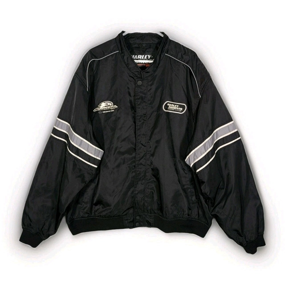 VTG Harley-Davidson Screaming Eagle Nylon Jacket Men's 3XL Top Qualifier Y2K Zip